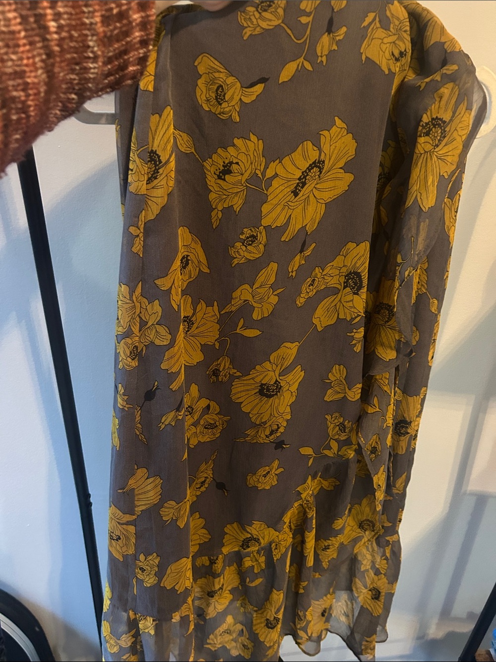 neo noir size Small Mustard Floral Long Sleeve Women's Wrap Skirt